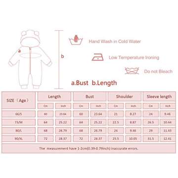Happy Cherry Hooded Puffer Jacket for Baby Girls Boys Warm Jumpsuit Winter Snowsuit Long Sleeve Down Coat Padded Romper 18-24 Months Pink