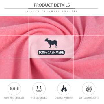 libiiia Women's 100% Cashmere V-Neck Sweater, Regular Fit, Premium Knit Jumper for Autumn and Winter...