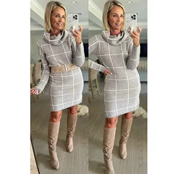 Luvamia Women's Turtleneck Sweater Dress for Fall Fashion