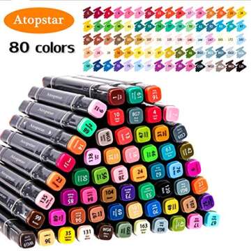 ATOPSTAR 80 Colors Alcohol Markers Artist Drawing Art Markers for Kids Dual Tip Markers for Adult Co...