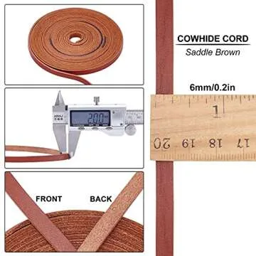 GORGECRAFT 197 Inch 6mm Brown Flat Genuine Leather Cord for DIY Projects