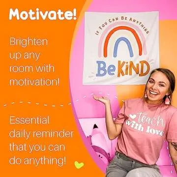 Birdy Boutique Learning Tapestry - Kindness Motivational Poster - Lightweight & Easy to Hang - Wall Hanging Canvas for Bedroom, Playroom, Classroom – 36" X 36"