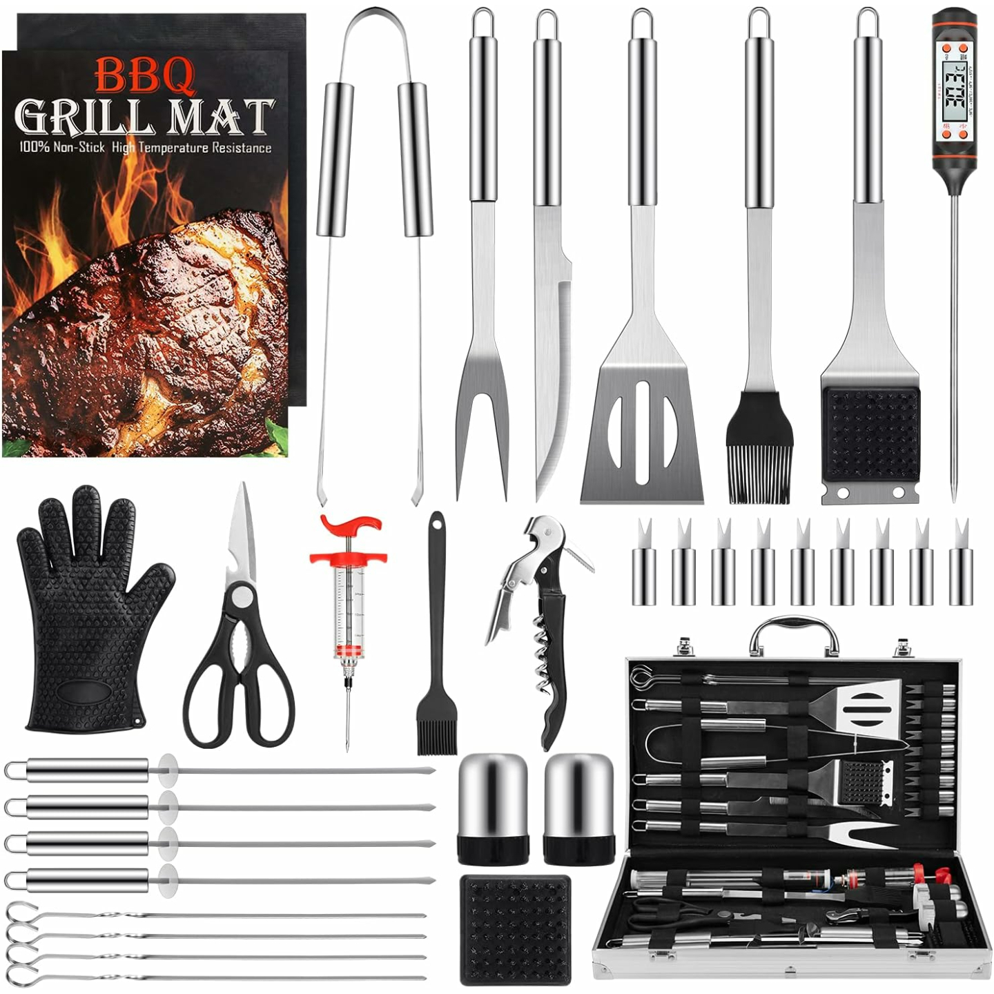 BBQ Grill Tools Set 34PCS - Stainless Steel Accessories