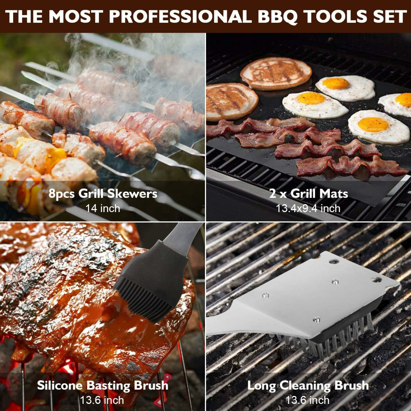 BBQ Grill Tools Set 34PCS - Stainless Steel Accessories