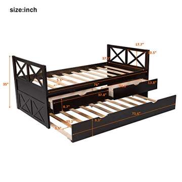 Merax Solid Wood Daybed Bunk Bed No Box Spring Needed