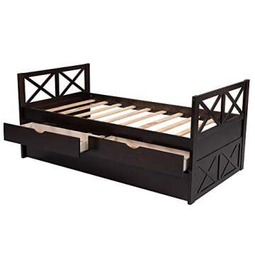 Merax Solid Wood Daybed Bunk Bed No Box Spring Needed