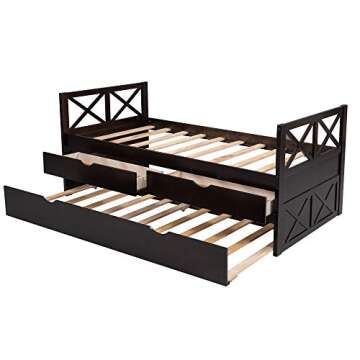 Merax Solid Wood Daybed Bunk Bed No Box Spring Needed