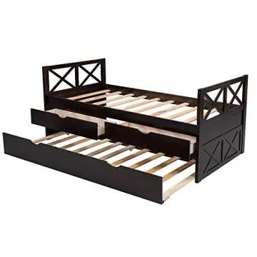 Merax Solid Wood Daybed Bunk Bed No Box Spring Needed
