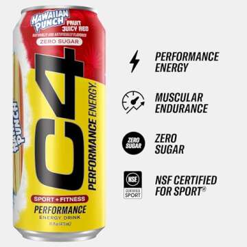 Cellucor C4 Performance Energy Drink | HAWAIIAN PUNCH | Zero Sugar Carbonated Preworkout Energy | 20...