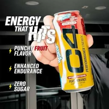 Cellucor C4 Performance Energy Drink | HAWAIIAN PUNCH | Zero Sugar Carbonated Preworkout Energy | 200mg Caffeine with Beta Alanine | 16 Fl Oz (12 Pack)