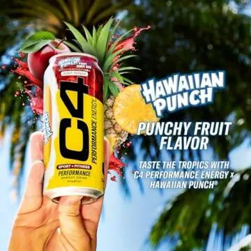 Cellucor C4 Performance Energy Drink | HAWAIIAN PUNCH | Zero Sugar Carbonated Preworkout Energy | 200mg Caffeine with Beta Alanine | 16 Fl Oz (12 Pack)