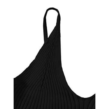 SweatyRocks Women's V Neck Crop Cami Top Ribbed Knit Spaghetti Strap Sleeveless Vest