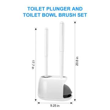SetSail Toilet Brush and Plunger Set, Toilet Plungers for Bathroom Heavy Duty Toilet Bowl Brush and ...