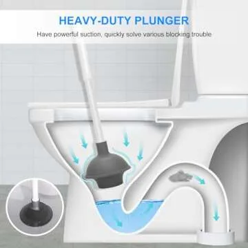 SetSail Toilet Brush and Plunger Set, Toilet Plungers for Bathroom Heavy Duty Toilet Bowl Brush and Holder Hidden Toilet Plunger and Brush Set for Deeply Cleaning - White