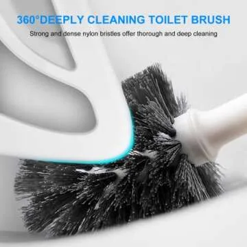 SetSail Toilet Brush and Plunger Set, Toilet Plungers for Bathroom Heavy Duty Toilet Bowl Brush and Holder Hidden Toilet Plunger and Brush Set for Deeply Cleaning - White