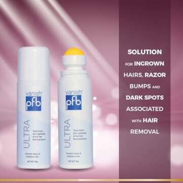 TIDILYS PFB Vanish Ultra with Chromabright & Shitake Mushroom, Triple Action Ingrown Hair & Razor Bump Stopper, Dark Spot Remover, Roll-On Skin Care Treatment - 93g