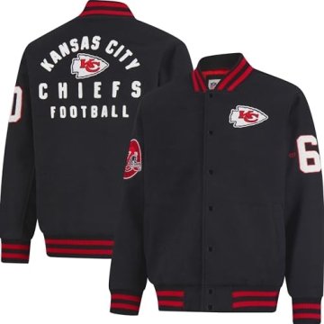 Ultra Game NFL Men's Classic Varsity Coaches Jacket, Kansas City Chiefs, Team Color Updated, Large