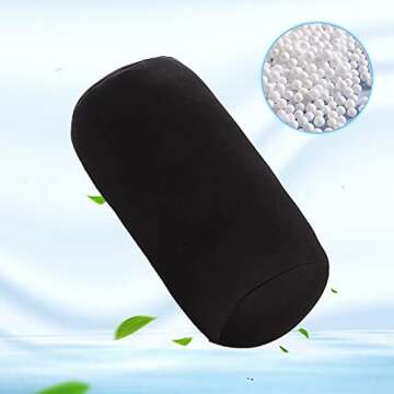 Microbead Bolster Squishy,Orthopedic Round Cylinder Neck Support Roll Pillow Memory Foam - Black- 7" x 12"