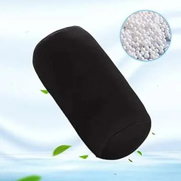 Microbead Bolster Squishy,Orthopedic Round Cylinder Neck Support Roll Pillow Memory Foam - Black- 7" x 12"