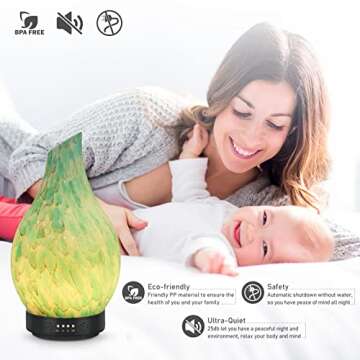 Essential Oil Diffuser 120ml Ultrasonic Aromatherapy Diffuser with Handmade Glass BPA Free, Auto Shut-Off 4 Timer Setting 7 Colors Changed LED for Home Yoga Office (Cobblestone)