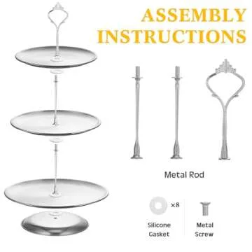 Set of 2 Cupcake Display Stands 3 Tier Serving Tray Platters Stainless Steel Cup Cake Tower for Birthday Party Wedding Dessert Cookie Candy(Silver)