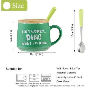 3D Cartoon Dinosaur Coffee Mug with Lid & Spoon