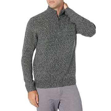 Amazon Essentials Men's Long-Sleeve Soft Touch Quarter-Zip Sweater, Charcoal Marl, Large