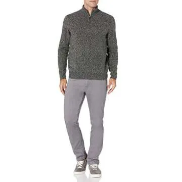 Amazon Essentials Men's Long-Sleeve Soft Touch Quarter-Zip Sweater, Charcoal Marl, Large