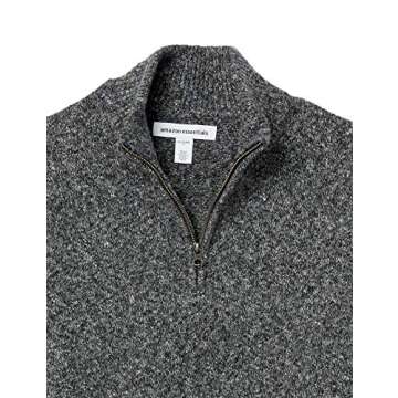 Amazon Essentials Men's Long-Sleeve Soft Touch Quarter-Zip Sweater, Charcoal Marl, Large