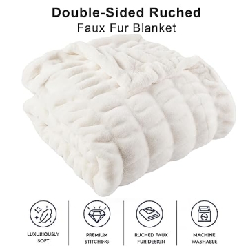 Luxurious Cream Faux Fur Throw Blanket for Ultimate Comfort