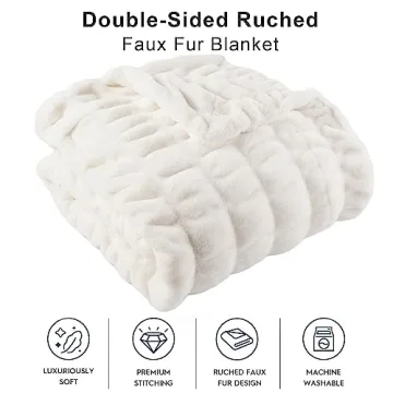Luxurious Cream Faux Fur Throw Blanket for Ultimate Comfort