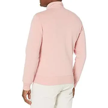 Amazon Essentials Men's Sweatshirt, Mock Neck, Fleece Zip Up, Pink, Medium