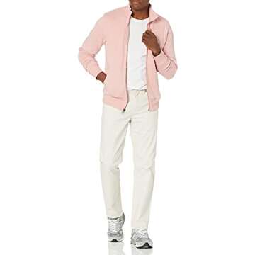 Amazon Essentials Men's Sweatshirt, Mock Neck, Fleece Zip Up, Pink, Medium