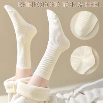 Women Dress Socks Soft Cozy Crew Socks Casual Knit Fall Work Boot Socks Trouser 3 Pairs (Beige+Light Khaki+Khaki, 6-10)