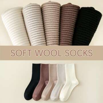 Women Dress Socks Soft Cozy Crew Socks Casual Knit Fall Work Boot Socks Trouser 3 Pairs (Beige+Light Khaki+Khaki, 6-10)