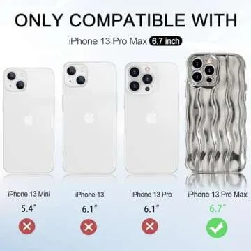 Anuck for iPhone 13 Pro Max Case Wavy Edge Water Ripple Pattern Design, Cute Wave Curly Frame Shape Soft Flexible TPU Shockproof Full-Body Protective Phone Case Cover for Women Girls, Shiny Silver