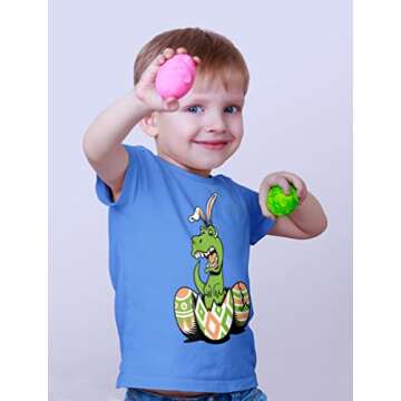 Trex Boys Easter Shirt Dinosaur Bunny Eggs Infant and Toddler Kids T-Shirt 5T California Blue