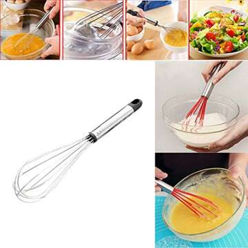 ☀ Dergo ☀ Handle Whisk Stainless steel Kitchen Mixer Wire Beater Tool,egg beater
