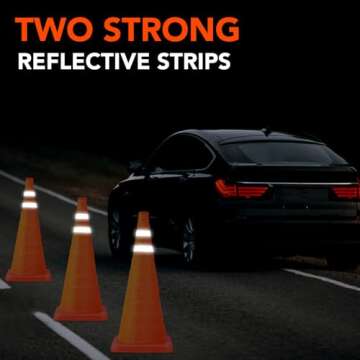 2 Pack 28 Inch Collapsible Traffic Safety Cones with Reflective Collars