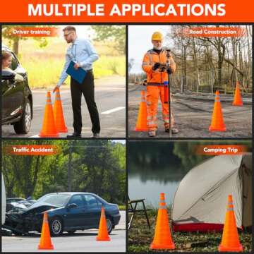 28 Inch Collapsible Traffic Safety Cones - 2 Pack Set