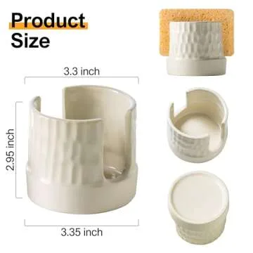 Zoeeker Sponge Holder, Ceramic Kitchen Sink Sponge Holder Sink Caddy Kitchen Sink Organizer Sponge Tray for Sponges, Scrubbers, Kitchen Sink Accessories, White
