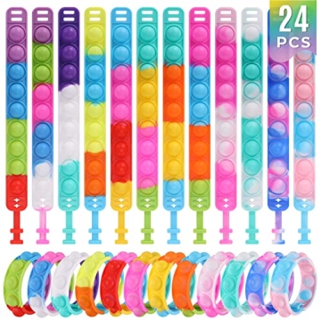 Kids Party Favors Pop Fidget Toys - 24 Pack Fidget Bracelet Birthday Gifts