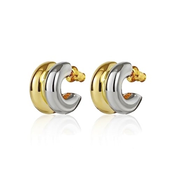 Elegant ABILITH Two Tone Hoop Earrings - 18K Gold Plated Fashion Jewelry