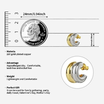 Stylish ABILITH Two Tone Hoop Earrings for Women