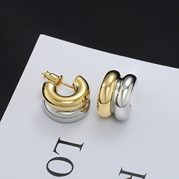 Stylish ABILITH Two Tone Hoop Earrings for Women