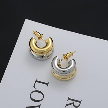 Stylish ABILITH Two Tone Hoop Earrings for Women