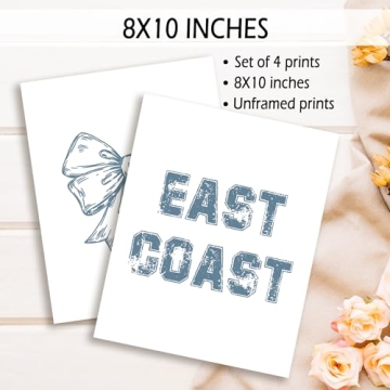 KSDUT Coastal Wall Art Prints Set of 4 Unframed 8x10
