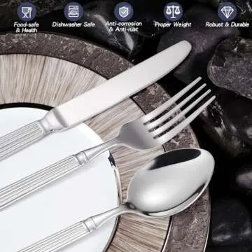 Unique Silverware Set For 4,Gorgeous Retro 20 Pieces 18/0 Stainless Steel Flatware Set,Service for 4,Anti-rust Dark Utensils Fork Spoon Knife,Antique Countryside Style Cutlery Set,Dishwasher Safe