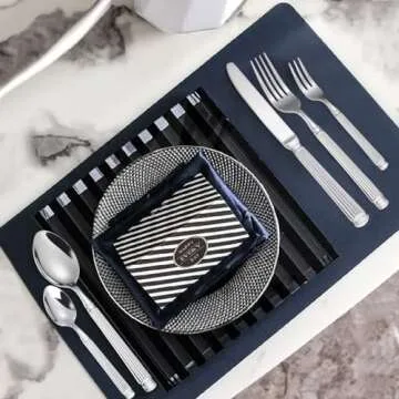 Unique Silverware Set For 4,Gorgeous Retro 20 Pieces 18/0 Stainless Steel Flatware Set,Service for 4,Anti-rust Dark Utensils Fork Spoon Knife,Antique Countryside Style Cutlery Set,Dishwasher Safe