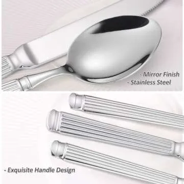 Unique Silverware Set For 4,Gorgeous Retro 20 Pieces 18/0 Stainless Steel Flatware Set,Service for 4,Anti-rust Dark Utensils Fork Spoon Knife,Antique Countryside Style Cutlery Set,Dishwasher Safe